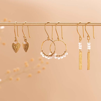 a beautiful story - Bar Rose Quartz Earrings goldfarbig