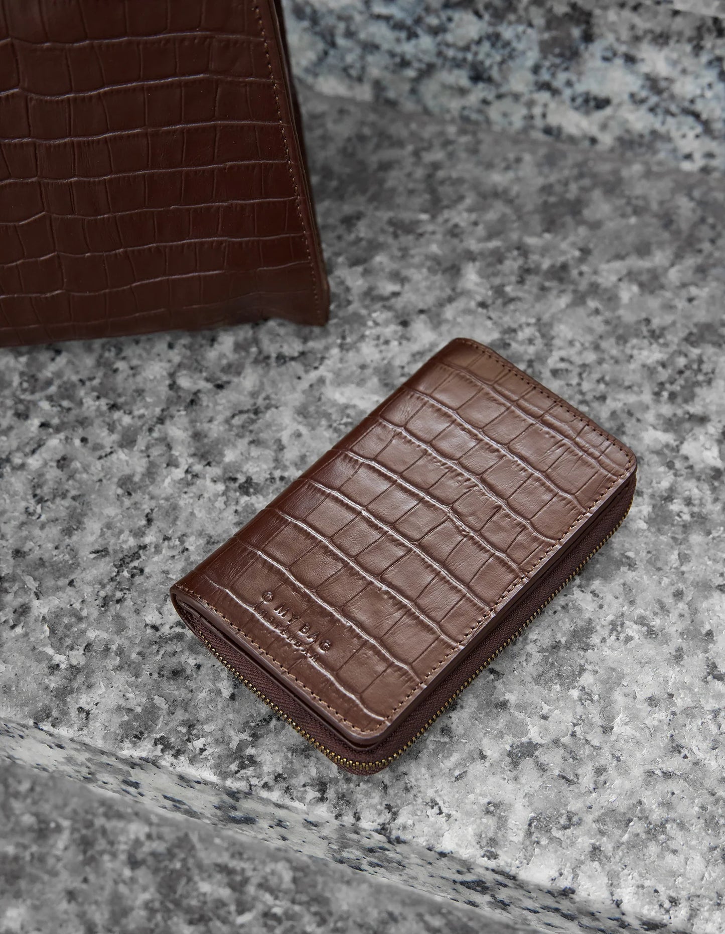 O MY BAG - Jett Wallet - Chocolate Croco Print Leather - WERTE FREUNDE