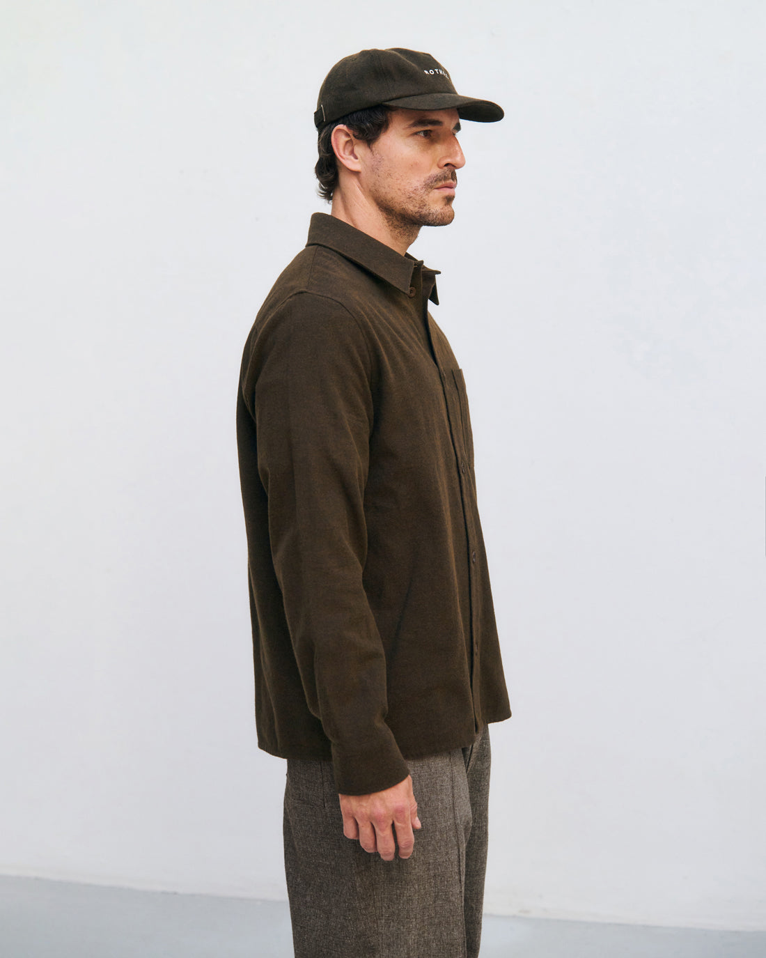 ROTHOLZ - Flannel Casual Shirt Organic Cotton Twill Brown - WERTE FREUNDE