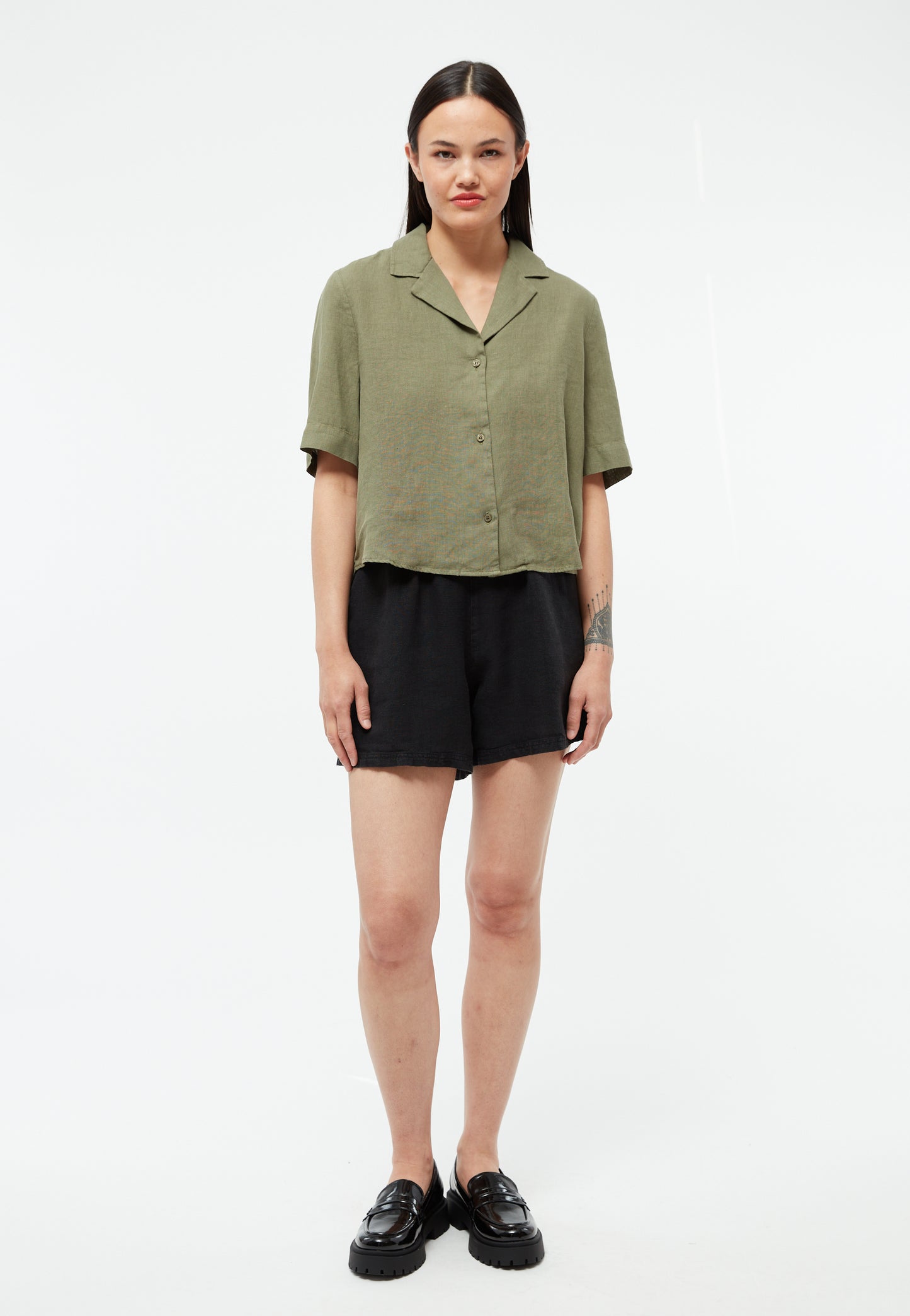 GIVN - GBCarol Blouse Faded Olive (Linen) - WERTE FREUNDE