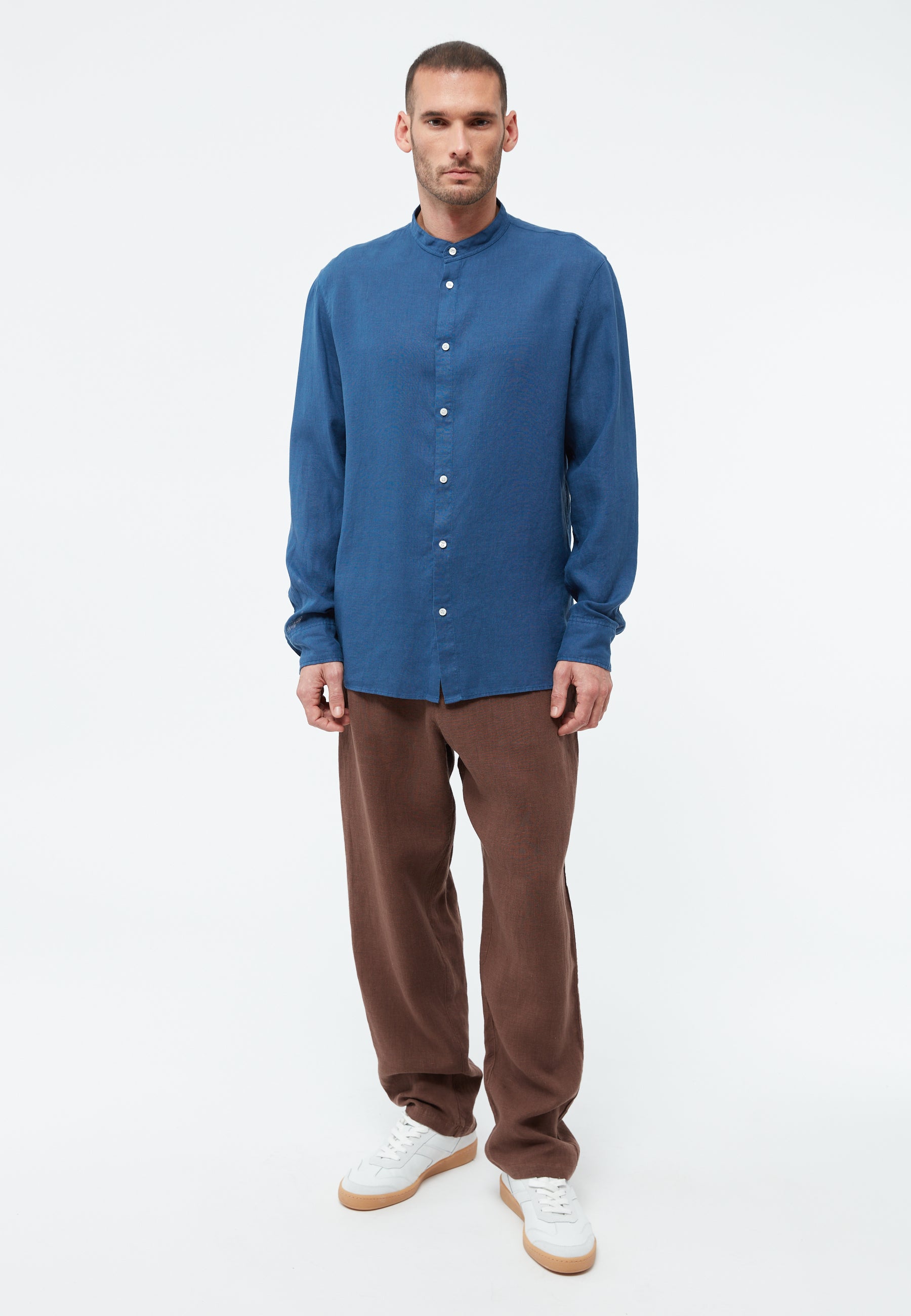 GIVN - GBWes Buttoned Shirt Blazing Blue (Linen) - WERTE FREUNDE