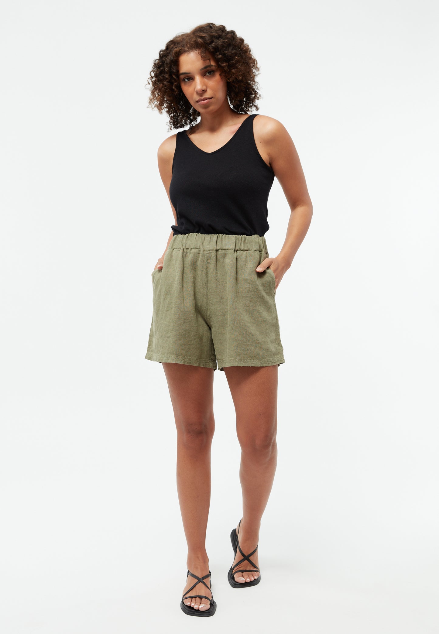 GIVN - GBClementine Shorts Faded Olive (Linen) - WERTE FREUNDE