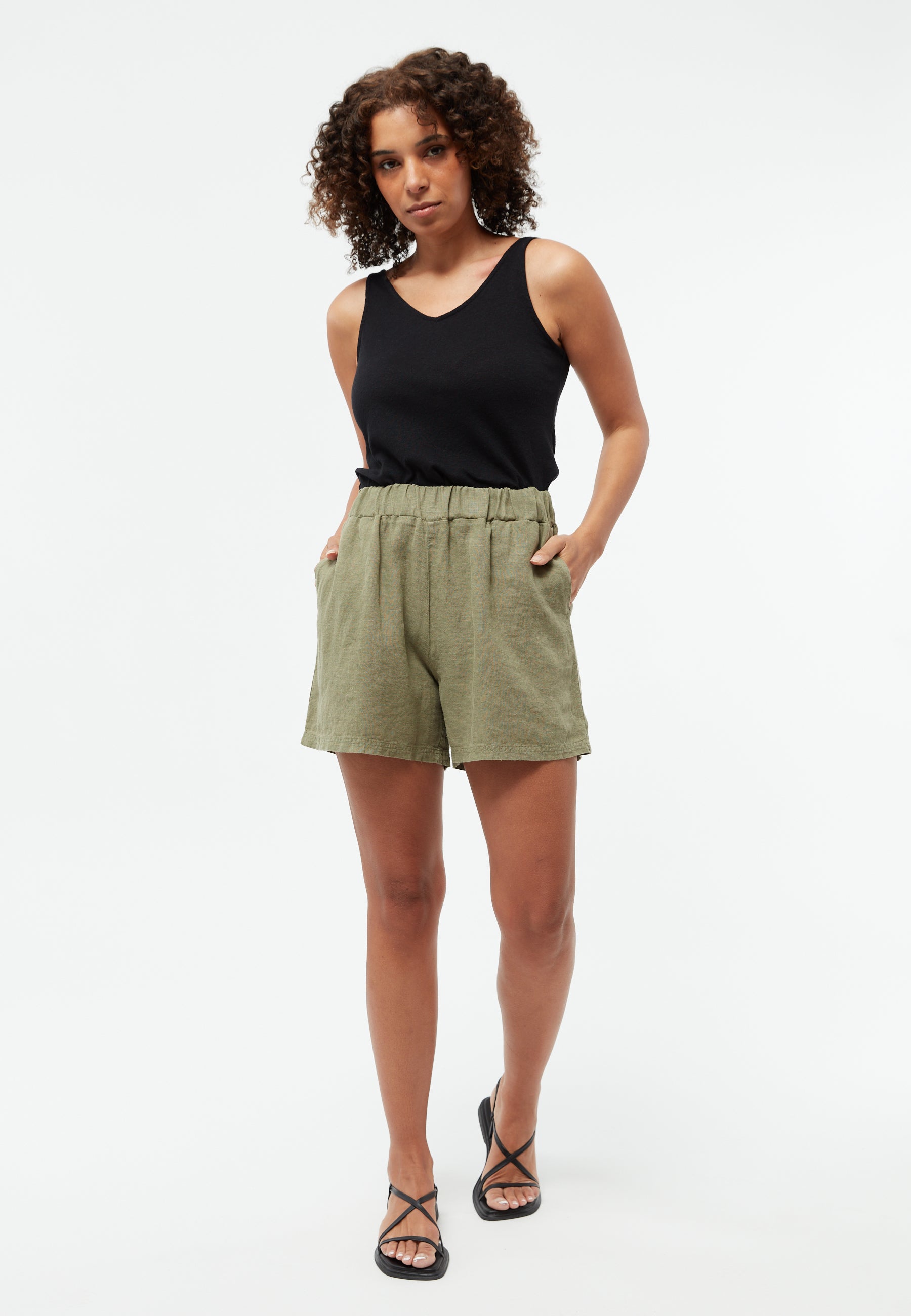 GIVN - GBClementine Shorts Faded Olive (Linen) - WERTE FREUNDE