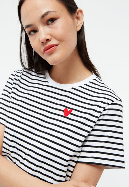GIVN - GBJulia (Heart) T-Shirt Black / White (Stripes) - WERTE FREUNDE