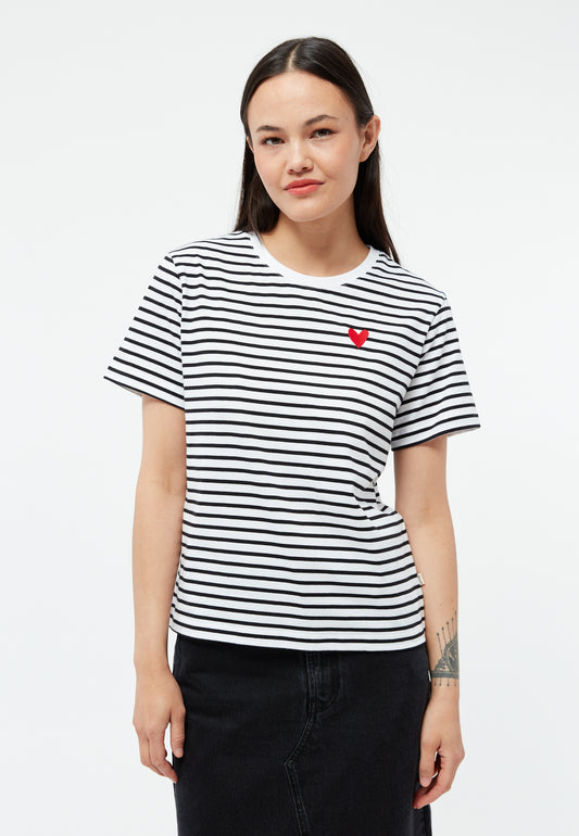GIVN - GBJulia (Heart) T-Shirt Black / White (Stripes) - WERTE FREUNDE