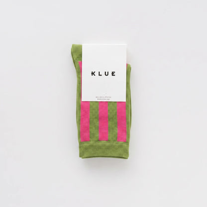 KLUE - Bambussocken Retro Bellagios Olive und Fuchsia