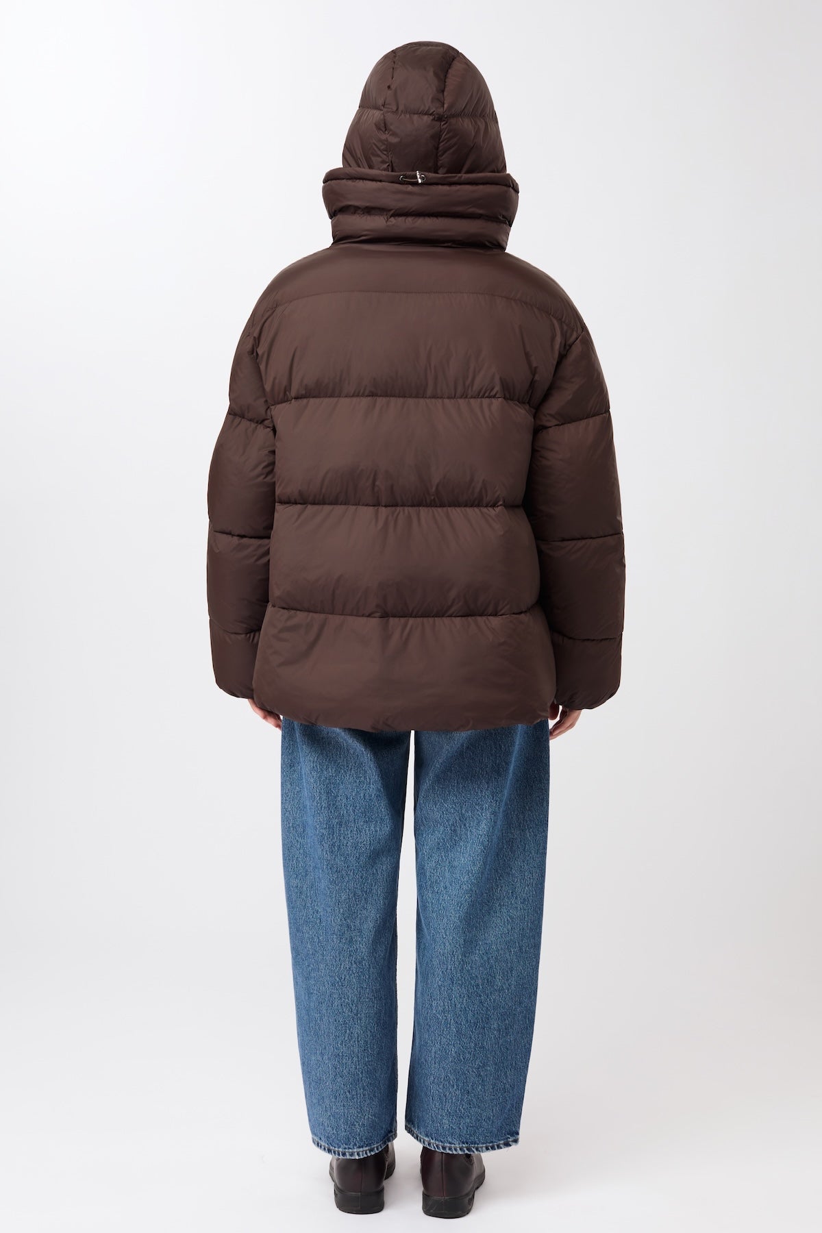 LangerChen - Steppjacke mit Kragen und abnehmbarer Kapuze coffee