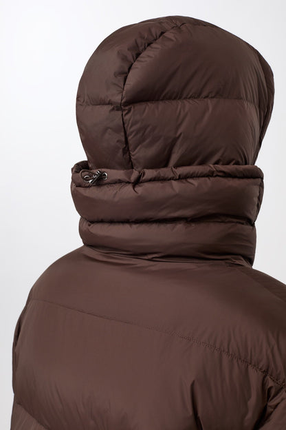 LangerChen - Steppjacke mit Kragen und abnehmbarer Kapuze coffee