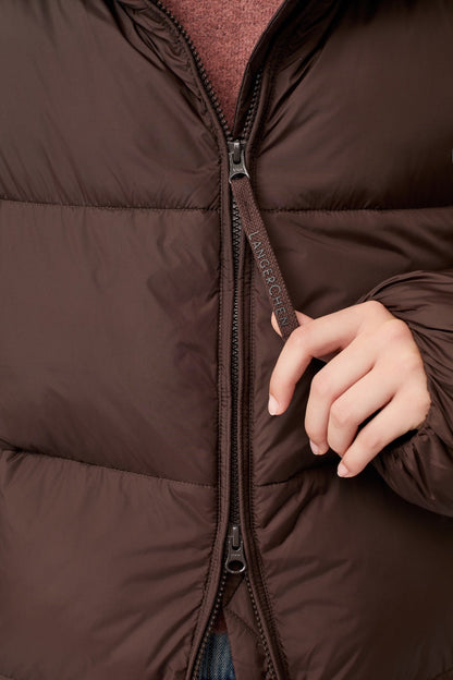 LangerChen - Steppjacke mit Kragen und abnehmbarer Kapuze coffee