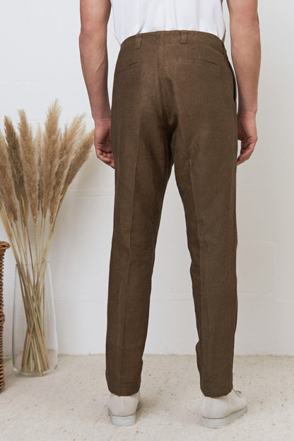 About Companions - JOSTHA regular trousers  camel winter linen