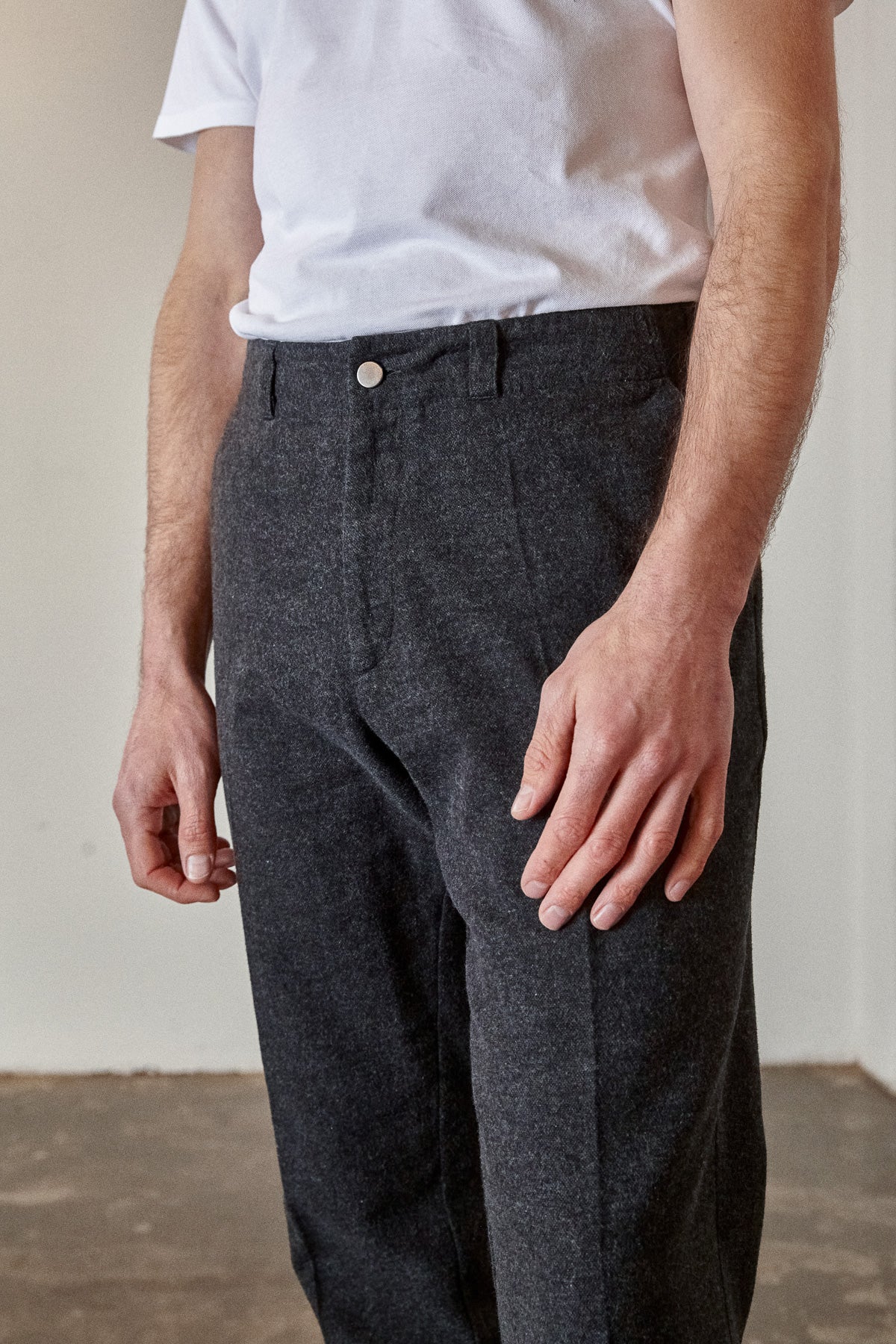 About Companions - JOSTHA regular trousers  eco coal flannel