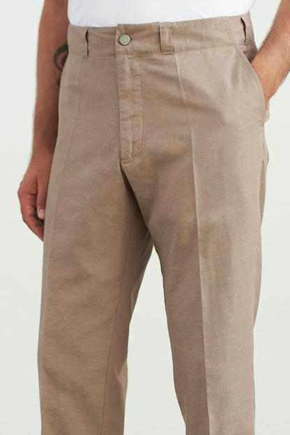 About Companions - JOSTHA slim trousers walnut linen