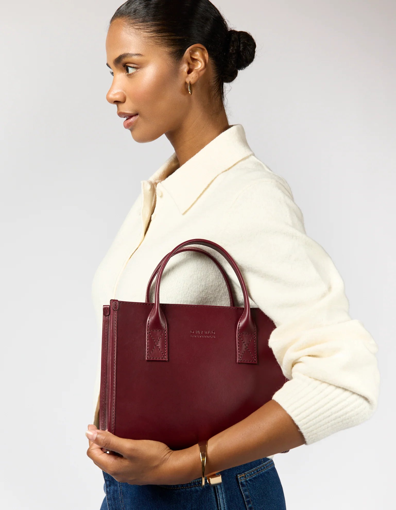 O MY BAG - Jackie Midi - Dark Cherry Classic Leather - WERTE FREUNDE