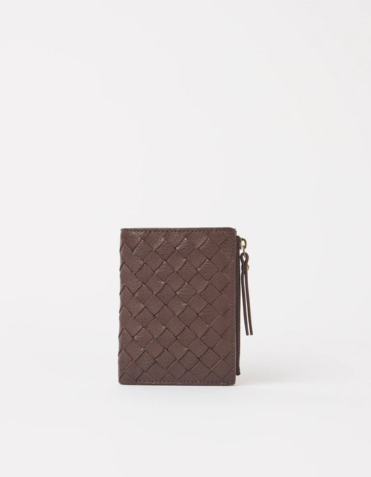 O MY BAG - Jamie Wallet Woven Chocolate Woven Soft Grain Leather - WERTE FREUNDE