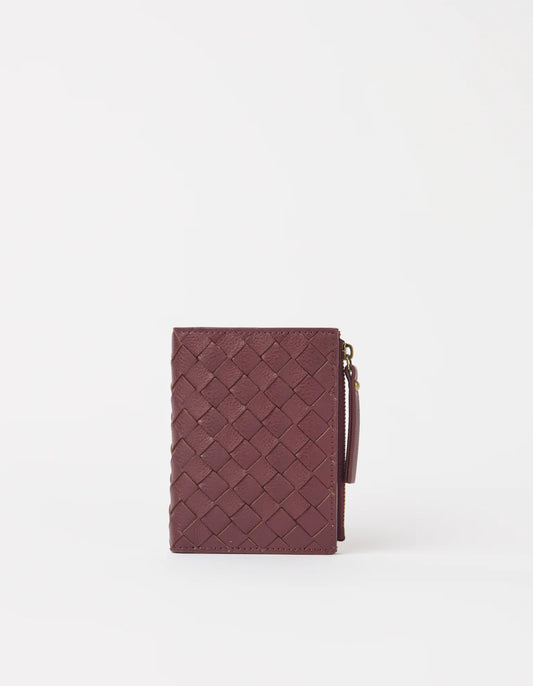 O MY BAG - Jamie Wallet Woven Dark Cherry Woven Soft Grain Leather - WERTE FREUNDE