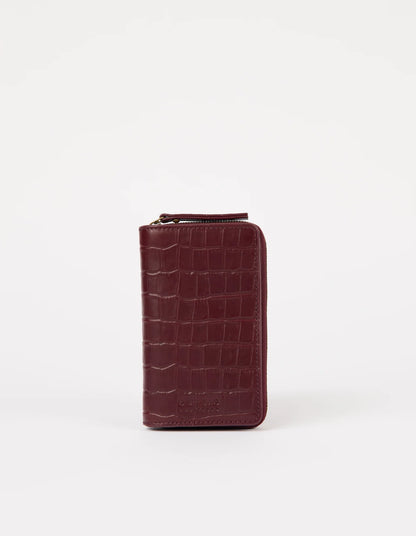 O MY BAG - Jett Wallet - Dark Cherry Croco Print Leather - WERTE FREUNDE