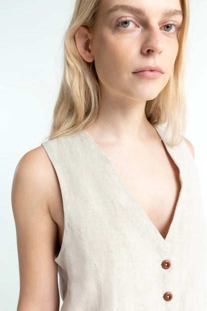 Kings of Indigo - LUCIA Vest UNDYED LINEN - WERTE FREUNDE