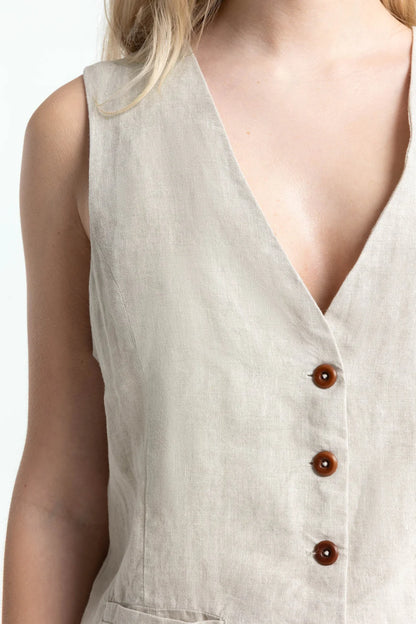 Kings of Indigo - LUCIA Vest UNDYED LINEN - WERTE FREUNDE