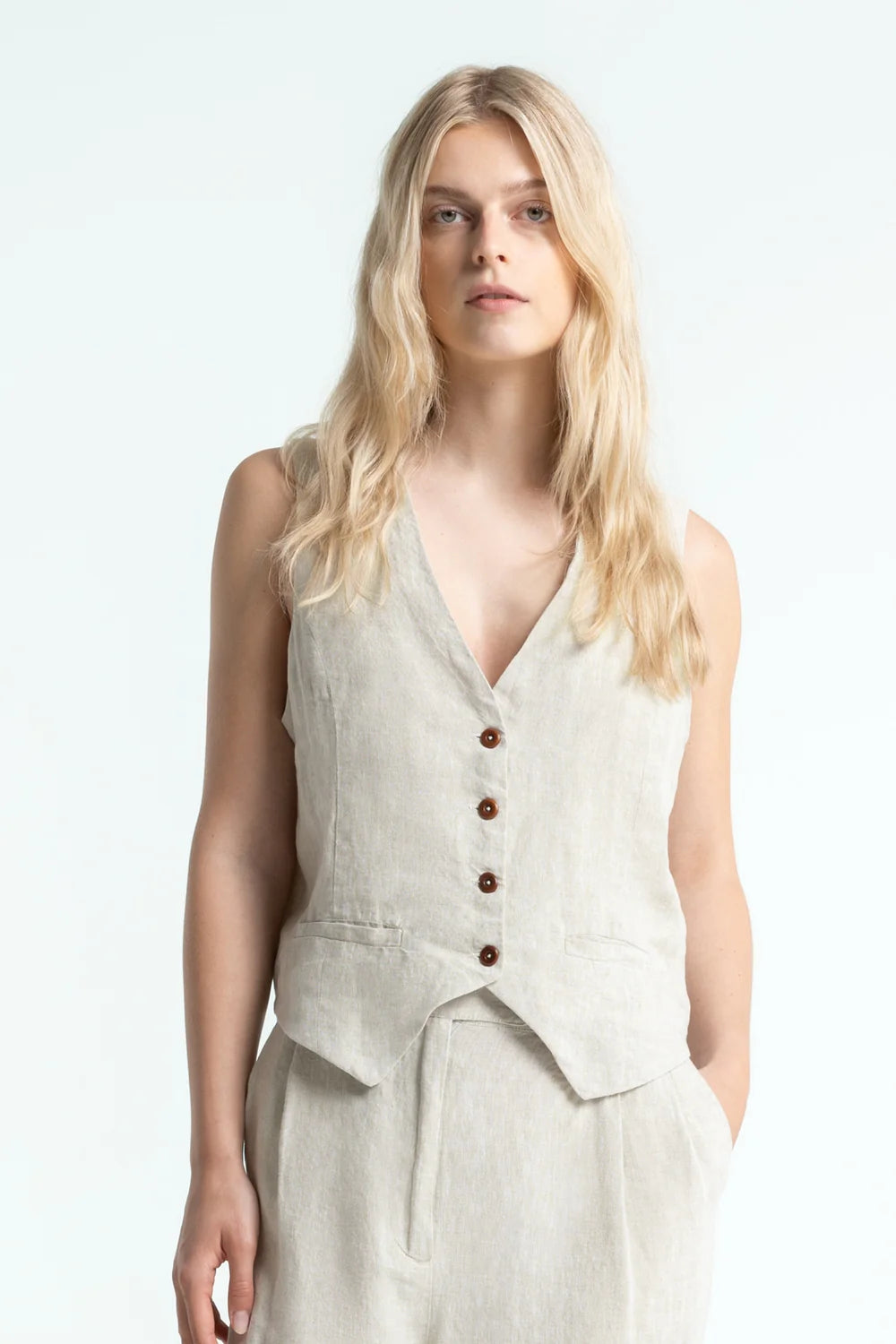 Kings of Indigo - LUCIA Vest UNDYED LINEN - WERTE FREUNDE
