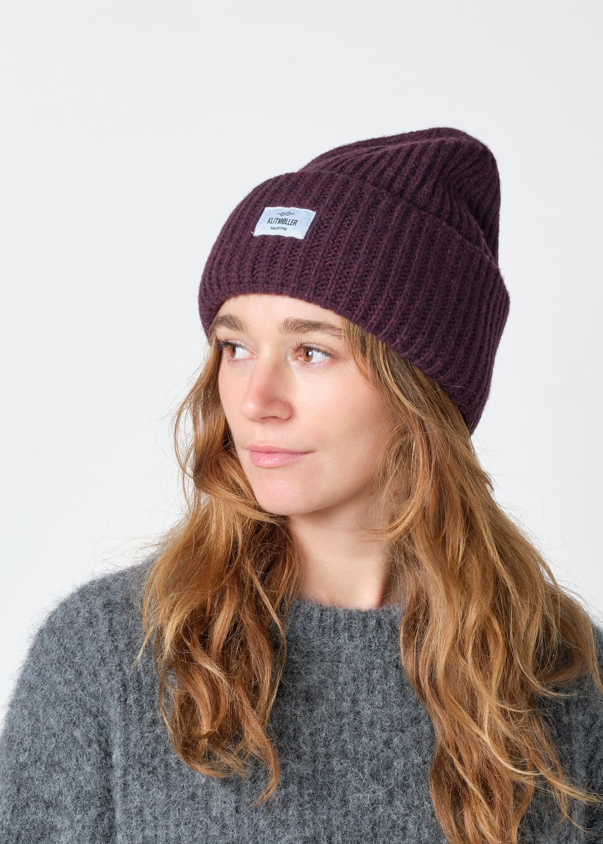 Klitmøller - Wide rib beanie Burgundy