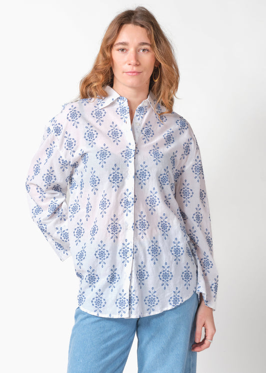 Klitmøller - Mimi shirt White/surf blue - WERTE FREUNDE