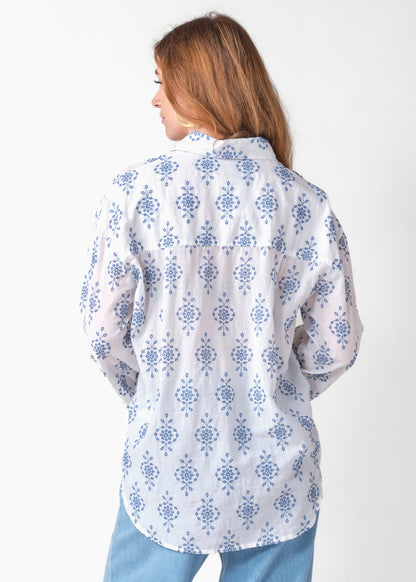Klitmøller - Mimi shirt White/surf blue - WERTE FREUNDE