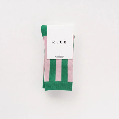 KLUE - Bambussocken Retro Bellagios Smaragdgrün und Blassrosa
