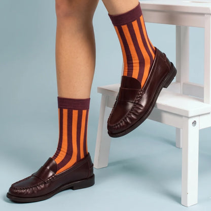 KLUE - Bambussocken Retro Bellagios Espresso und Mandarine