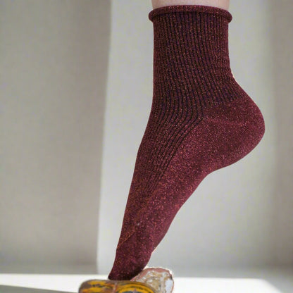 KLUE - Glitter Lurex Socken Rot