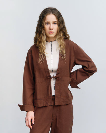 ROTHOLZ - Kimono Jacket Organic Cotton Hazel Brown - WERTE FREUNDE
