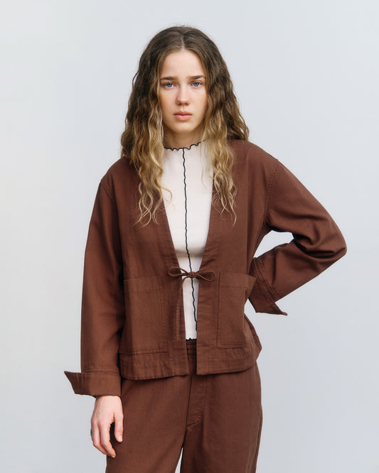 ROTHOLZ - Kimono Jacket Organic Cotton Hazel Brown - WERTE FREUNDE