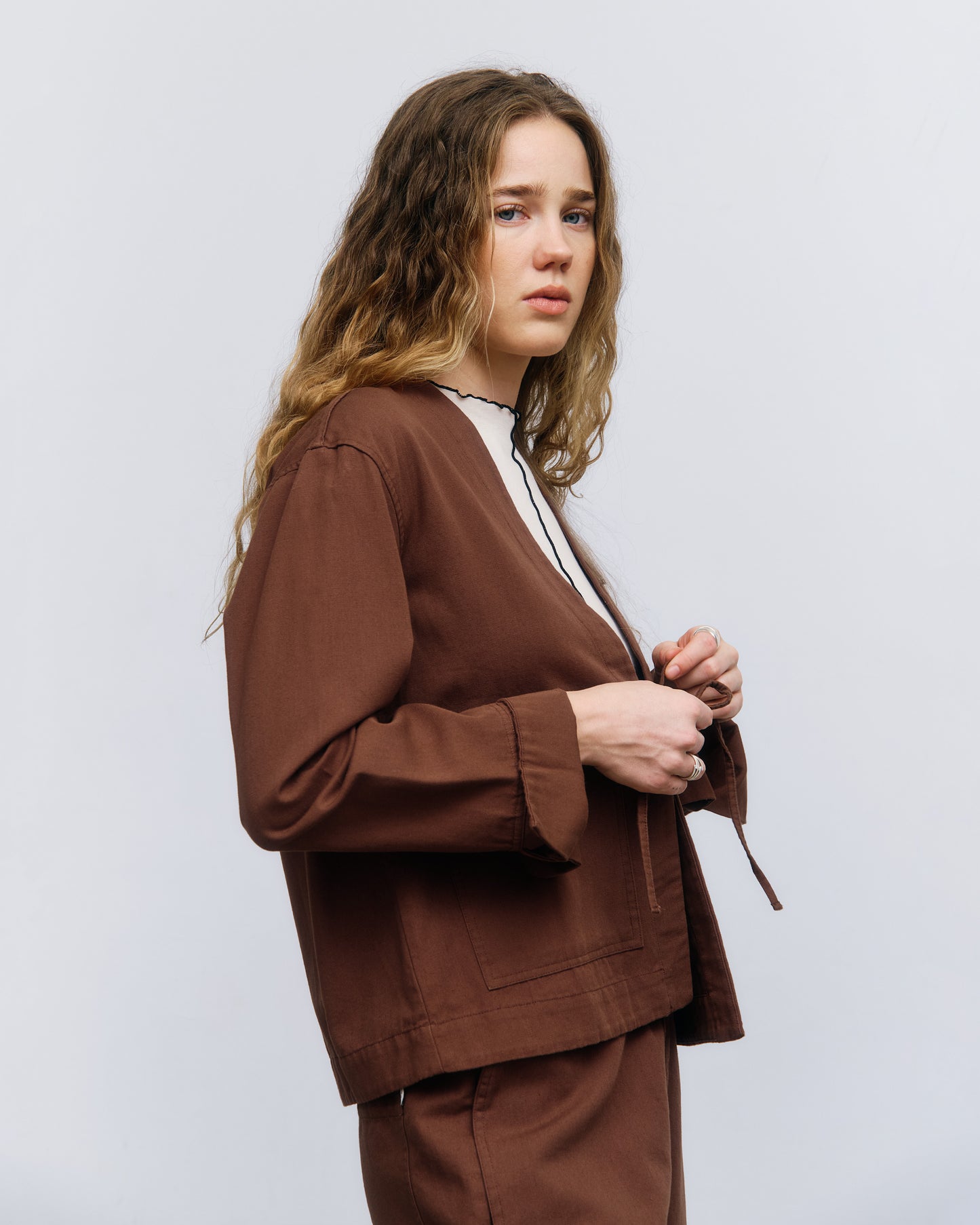 ROTHOLZ - Kimono Jacket Organic Cotton Hazel Brown - WERTE FREUNDE