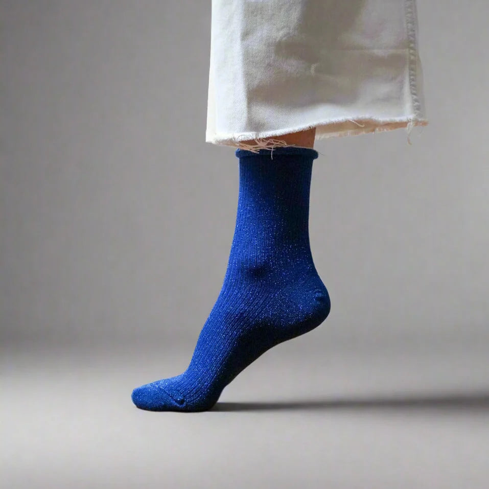 KLUE - Glitter Lurex Socken Elektrisches Blau