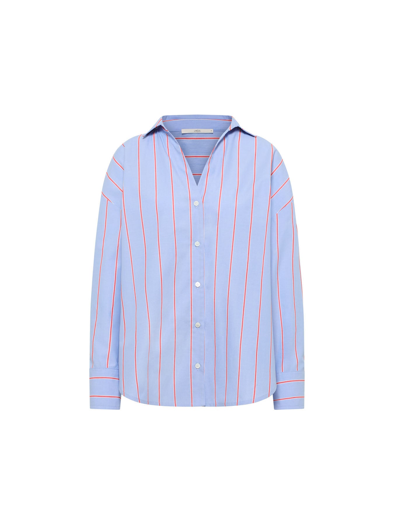 LANIUS - Streifenhemd blue/ lava red - WERTE FREUNDE
