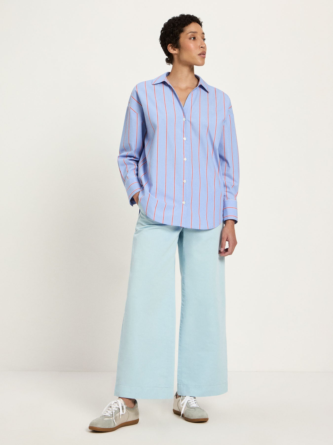 LANIUS - Streifenhemd blue/ lava red - WERTE FREUNDE