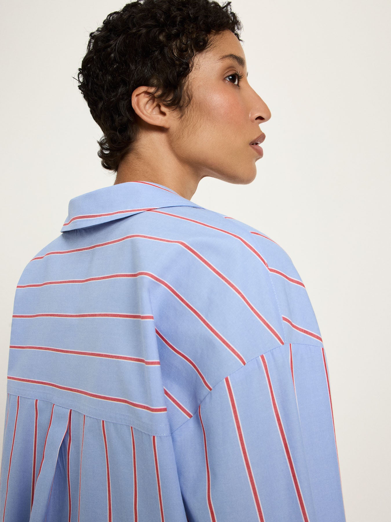 LANIUS - Streifenhemd blue/ lava red - WERTE FREUNDE