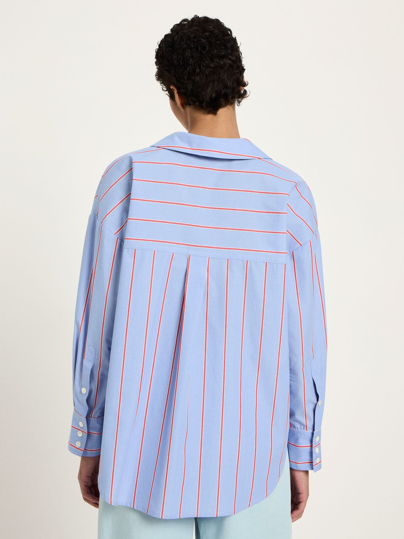 LANIUS - Streifenhemd blue/ lava red - WERTE FREUNDE