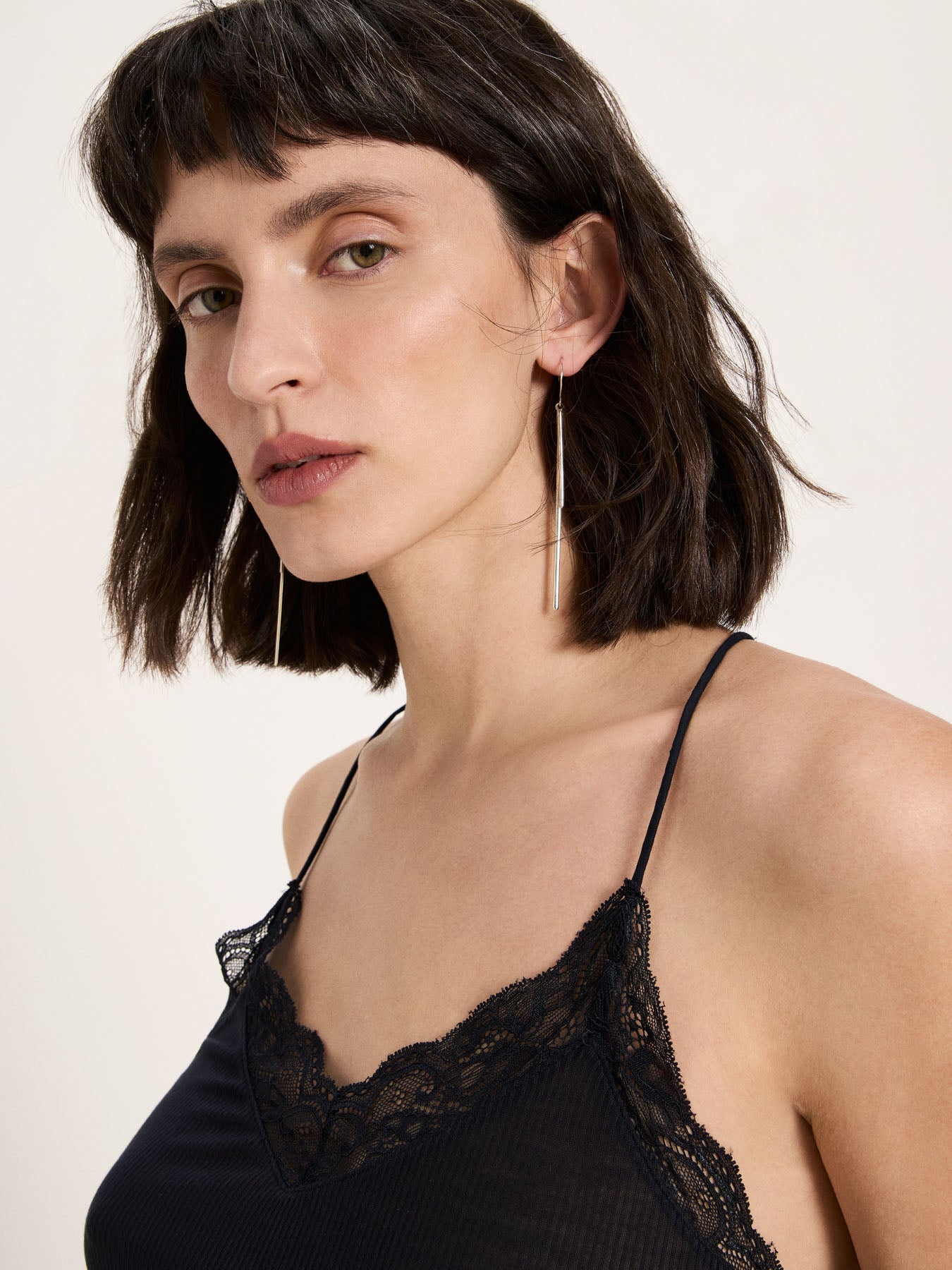 LANIUS - Spitzentop aus TENCEL onyx - WERTE FREUNDE
