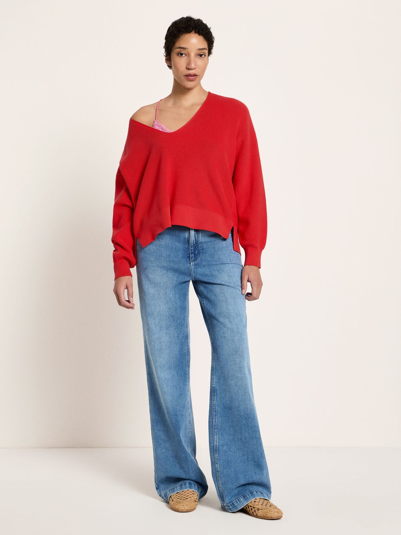 LANIUS - Pullover mit V-Ausschnitt lava red - WERTE FREUNDE