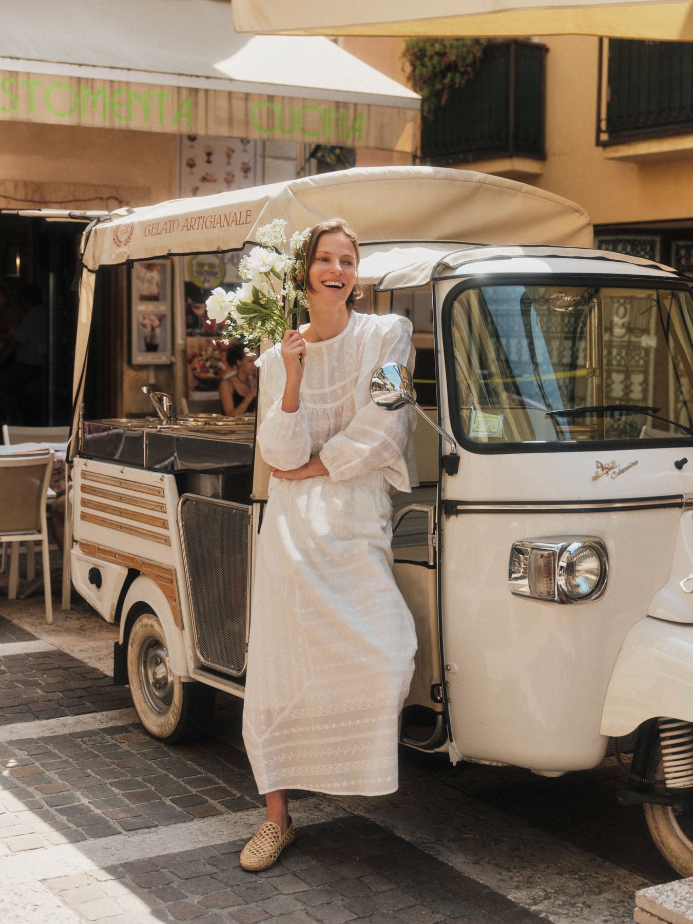 LANIUS - Stickereibluse OCS mit Volant off white - WERTE FREUNDE