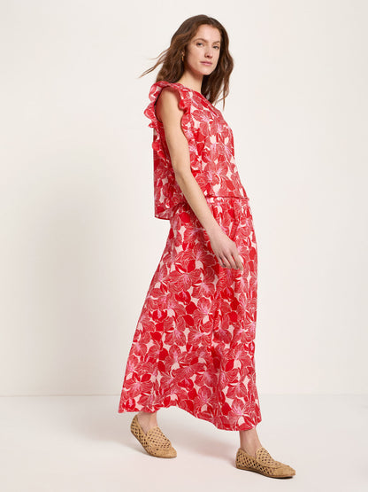 LANIUS - Blusenshirt mit Volant print bloom red - WERTE FREUNDE