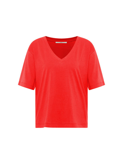 LANIUS - Shirt mit V-Ausschnitt lava red - WERTE FREUNDE