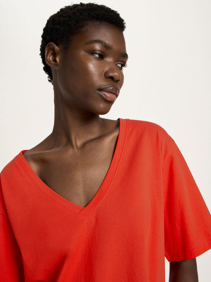 LANIUS - Shirt mit V-Ausschnitt lava red - WERTE FREUNDE