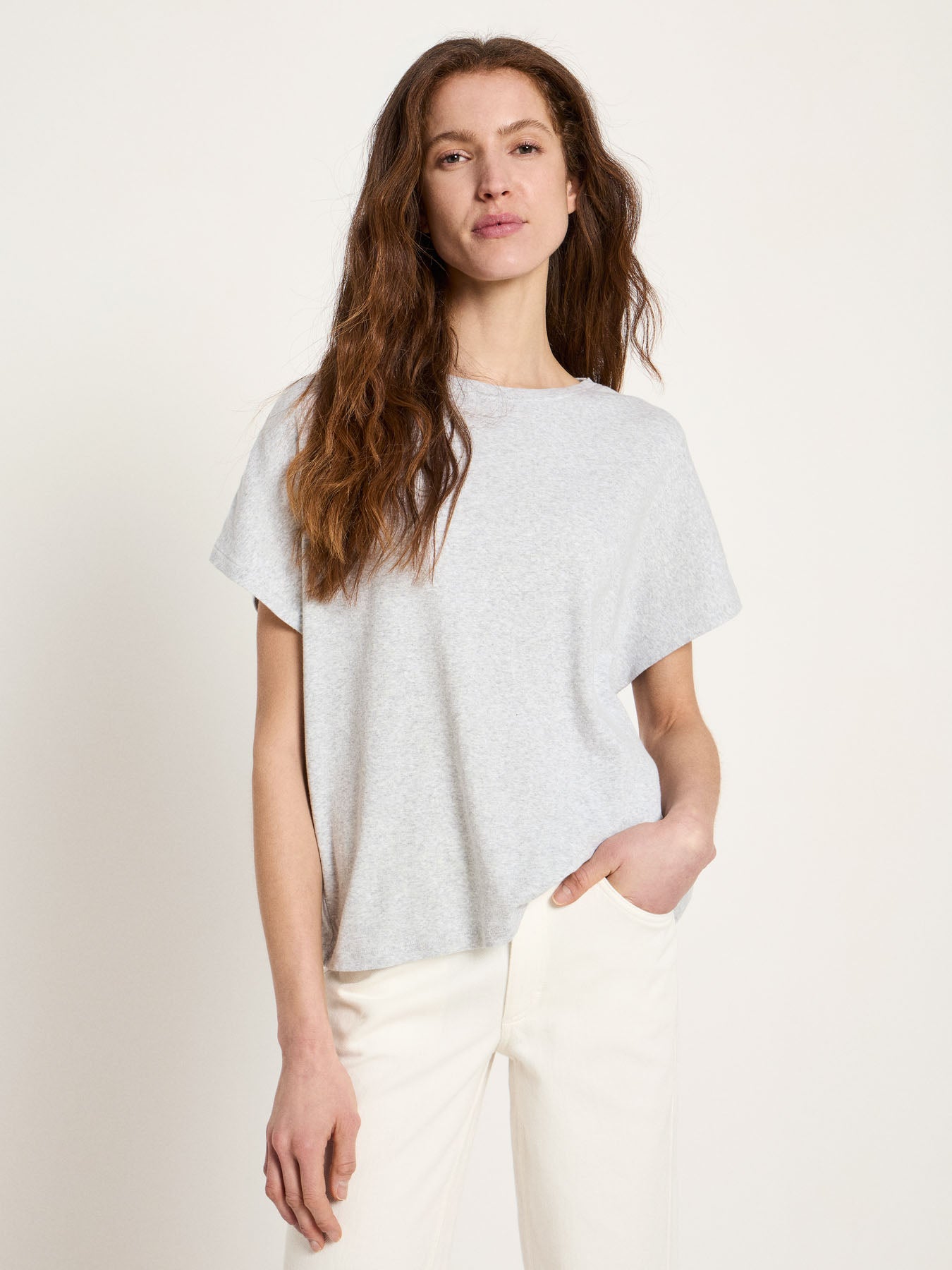 LANIUS - Shirt mit übers. Schulter grey melange - WERTE FREUNDE