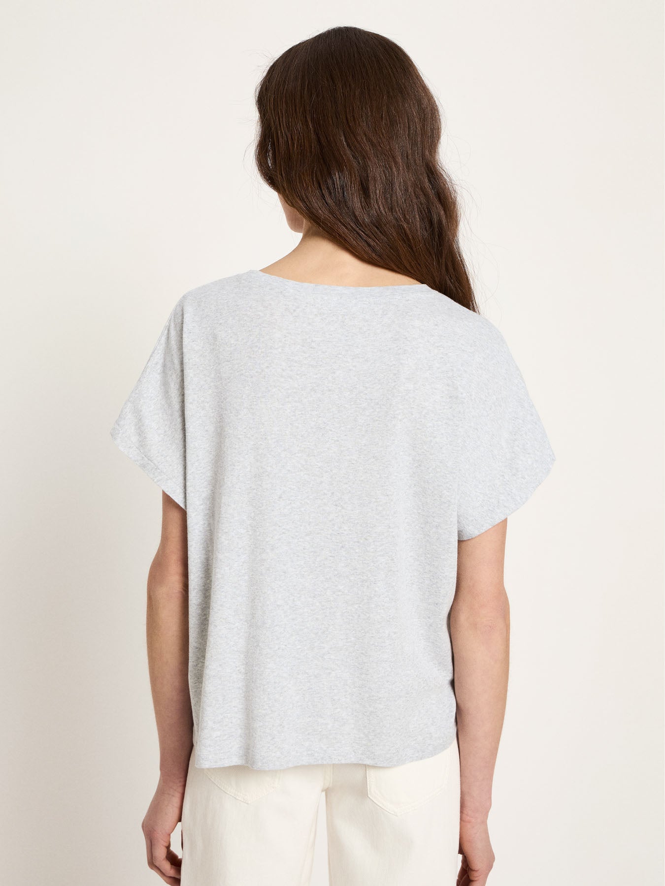 LANIUS - Shirt mit übers. Schulter grey melange - WERTE FREUNDE