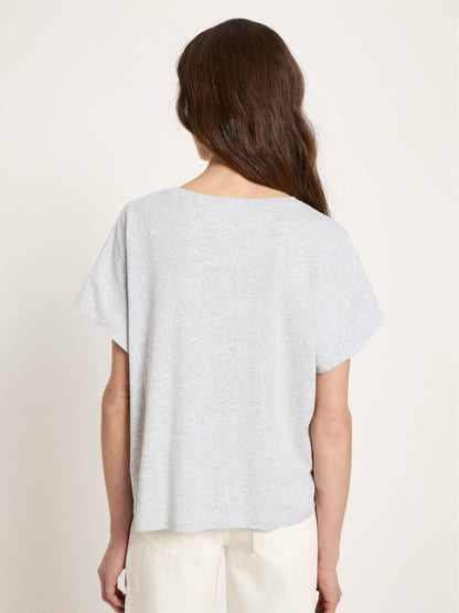 LANIUS - Shirt mit übers. Schulter grey melange - WERTE FREUNDE