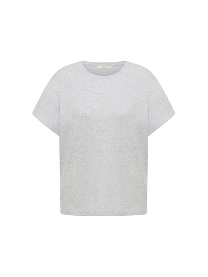 LANIUS - Shirt mit übers. Schulter grey melange - WERTE FREUNDE