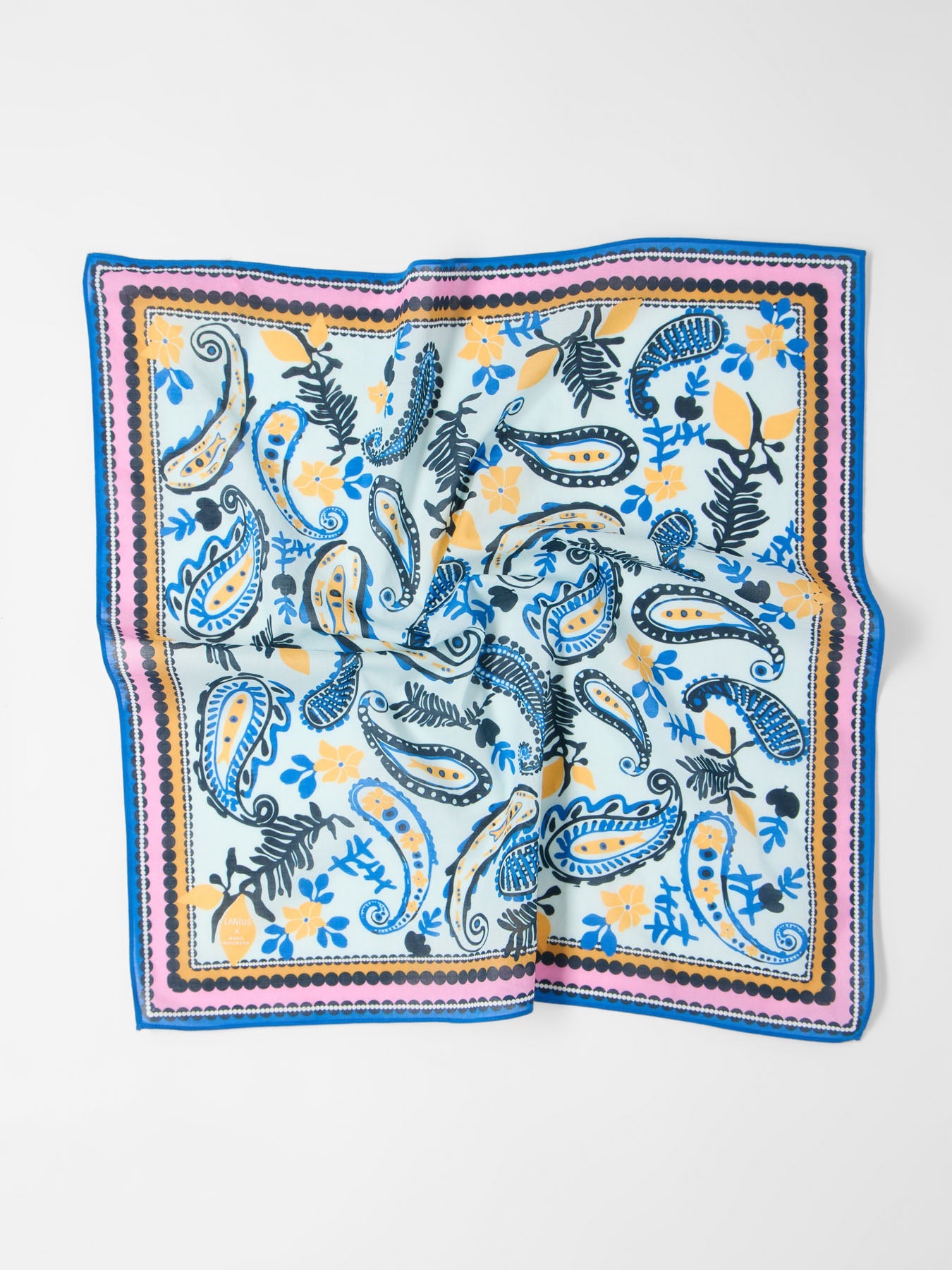 LANIUS - Tuch aus Bio-Baumwolle print paisley mint uni - WERTE FREUNDE