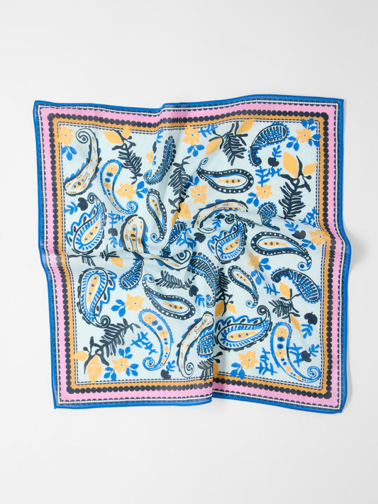 LANIUS - Tuch aus Bio-Baumwolle print paisley mint uni - WERTE FREUNDE