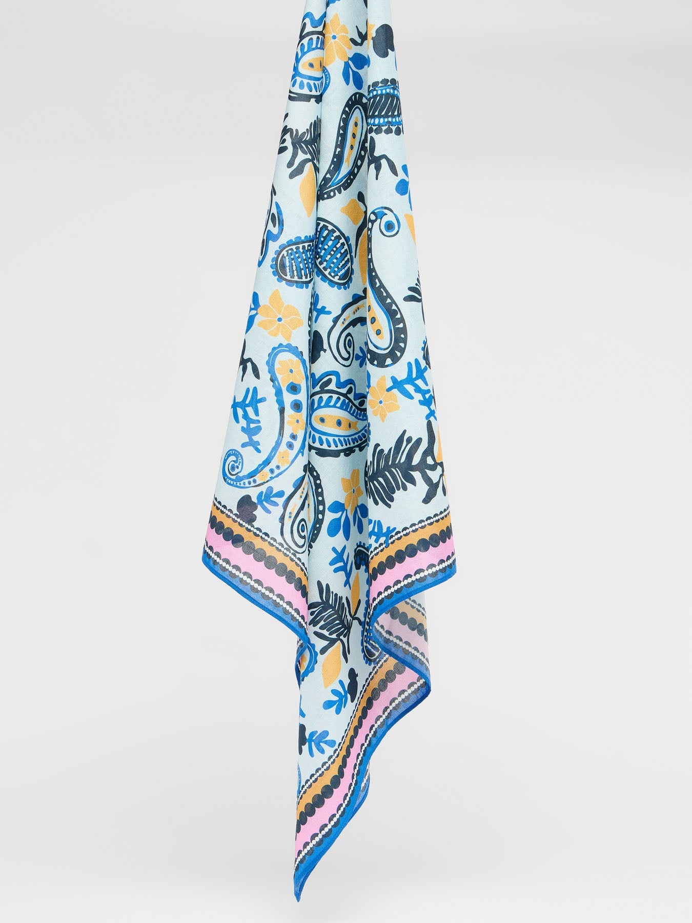 LANIUS - Tuch aus Bio-Baumwolle print paisley mint uni - WERTE FREUNDE